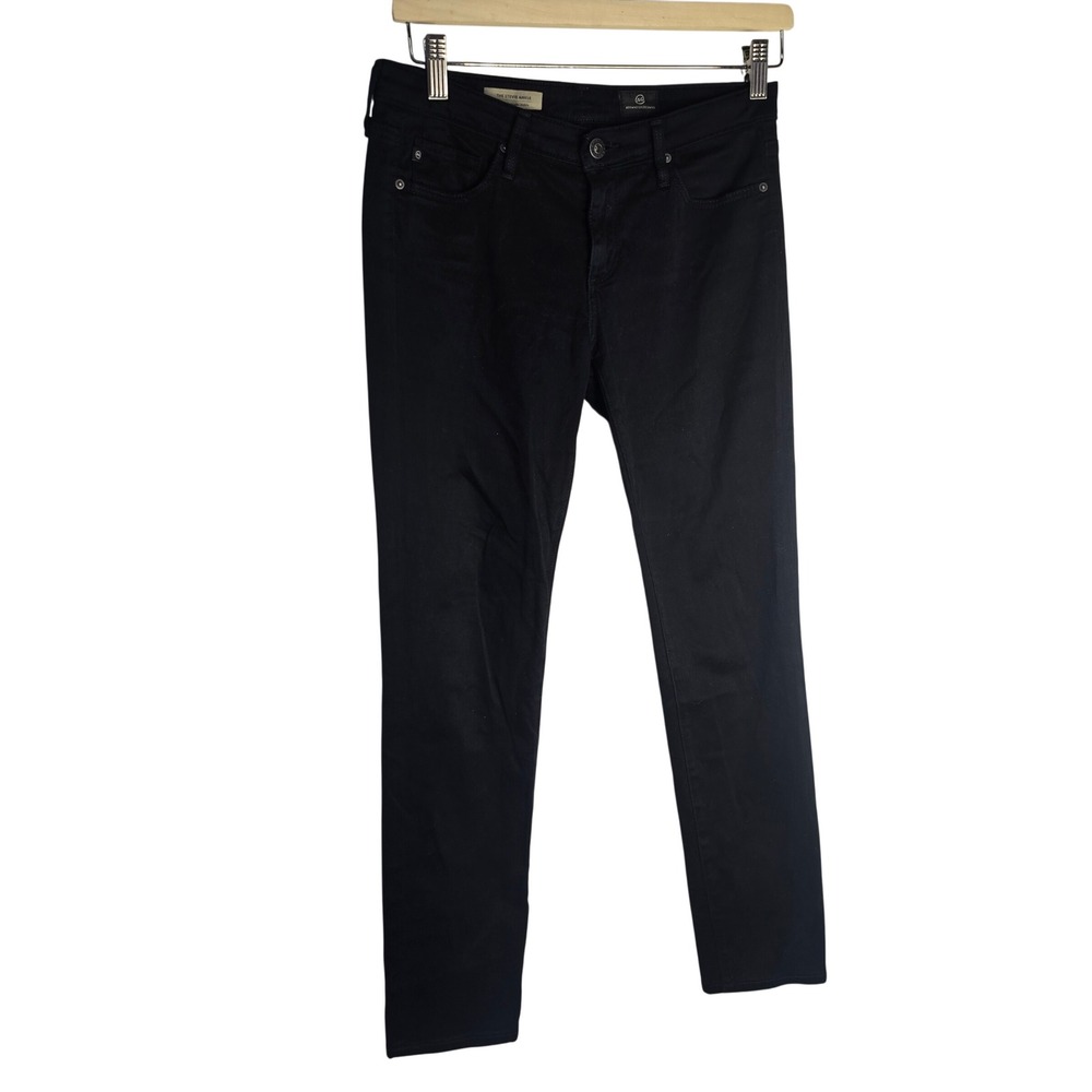 AG Adriano Goldschmied The Stevie Ankle Jeans Womens 27R Black Sateen Slim